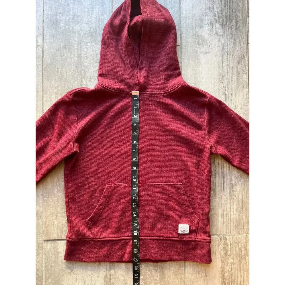 GAP KIDS Boys Youth Maroon Waffle Knit Textured Hoodie Pullover Sweatshirt M 8-9